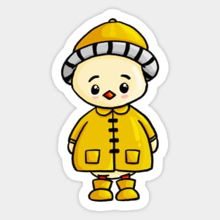 Cute Kawaii Ducky in his Raincoat and Wellies Sticker